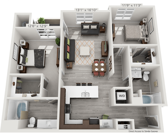 View 2 Bedroom Floor Plans at Viridian Reserve | Apartments in Sanford, Florida