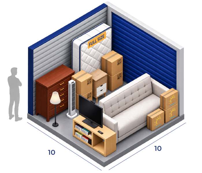 10 X 10 unit diagram for West Sacramento Self Storage in West Sacramento, CA