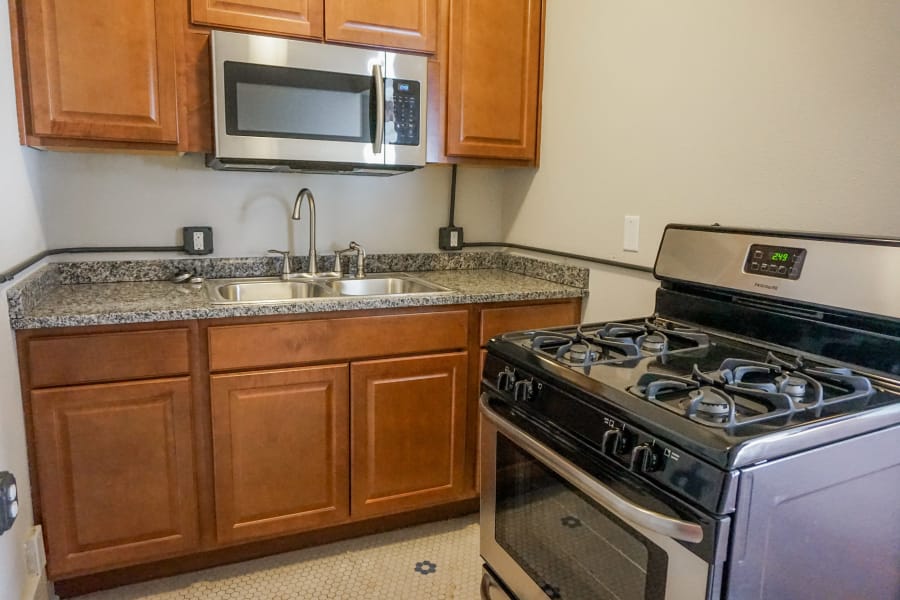 Cozy kitchen in Des Moines, Iowa at Ingersoll Flats