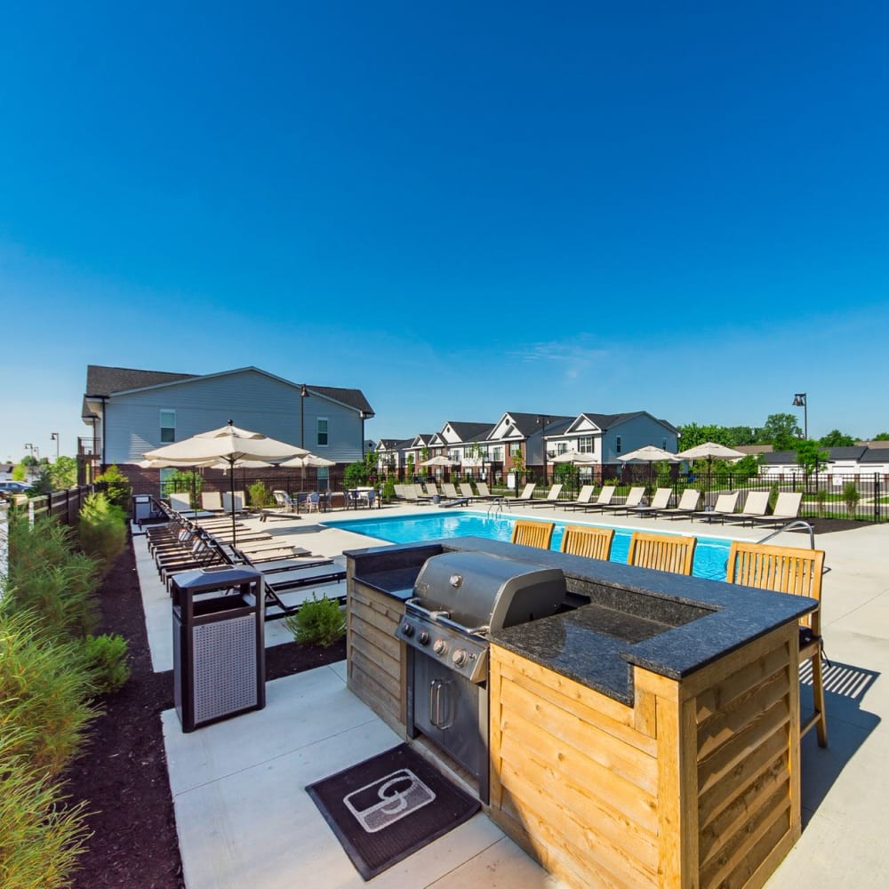Grilling station at the pool at Overland Park in Pickerington, Ohio