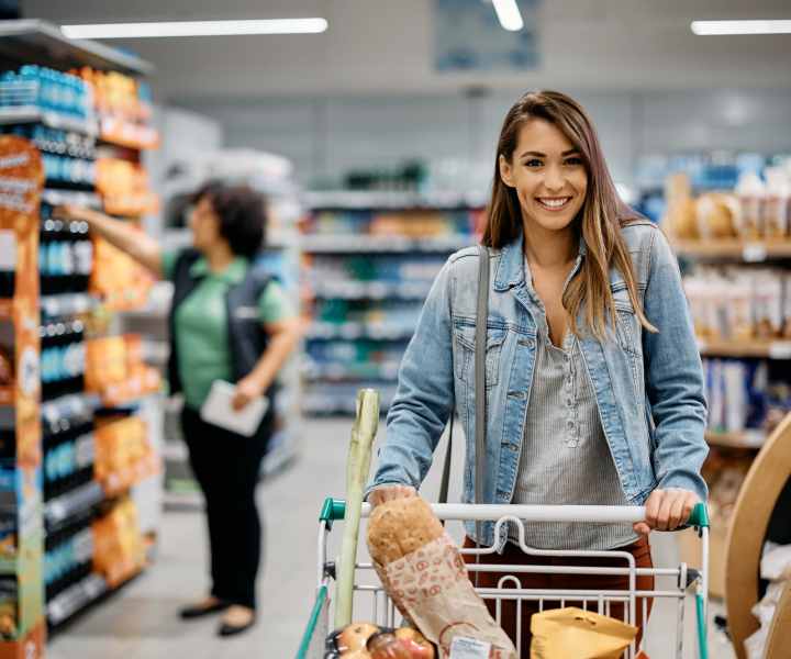 Resident shopping at supermarket near Aden Crest in Fort Worth, Texas