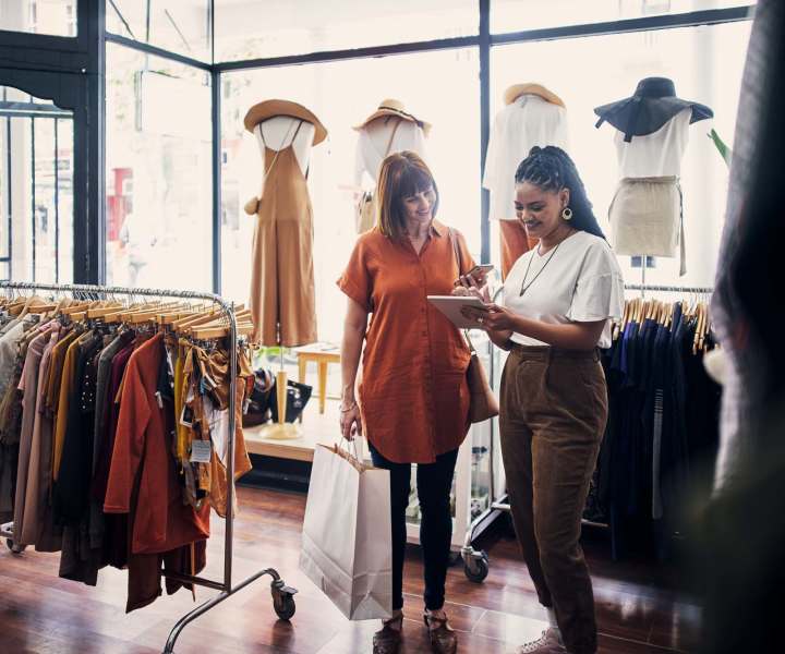 Resident shopping at a clothing boutique near Ramsey Pines in Fayetteville, North Carolina