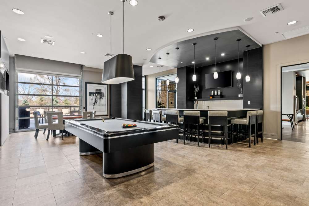 Pub with pool table at Kent Place Residences in Englewood, Colorado