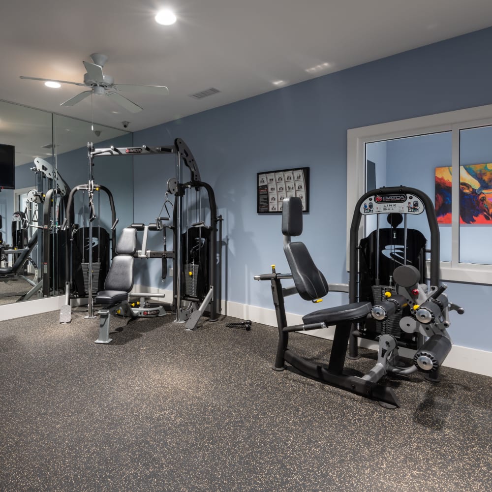 Full sized fitness center for residents at The Reserve at White Oak in Garner, North Carolina