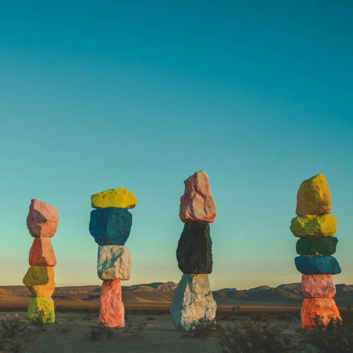 art installation outside Las Vegas called the seven magic mountains