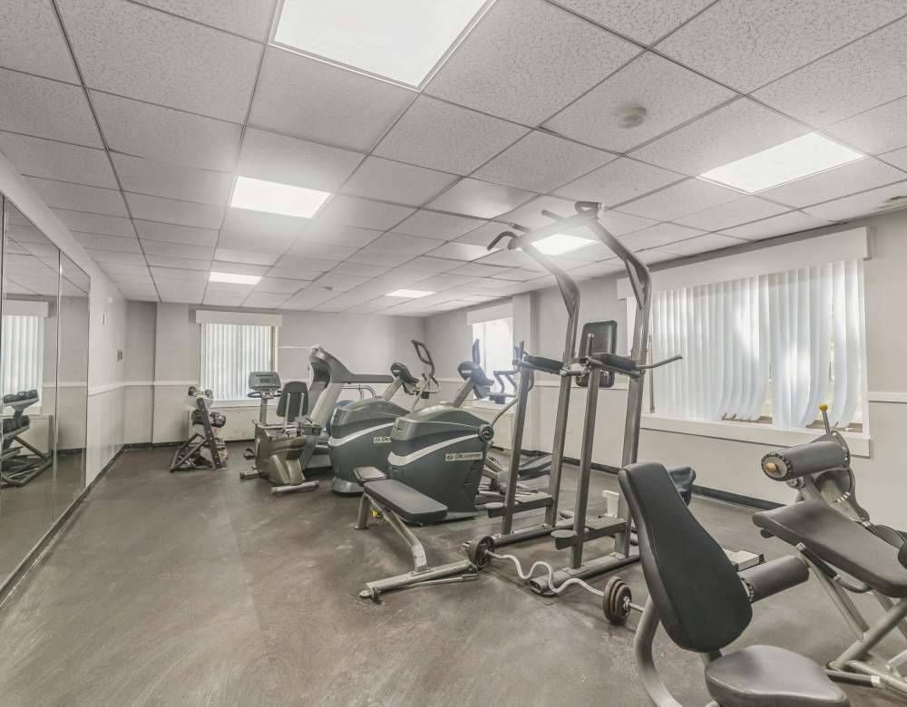 Fitness center and community gym at The Jefferson, an Eagle Rock Community in Falls Church, Virginia