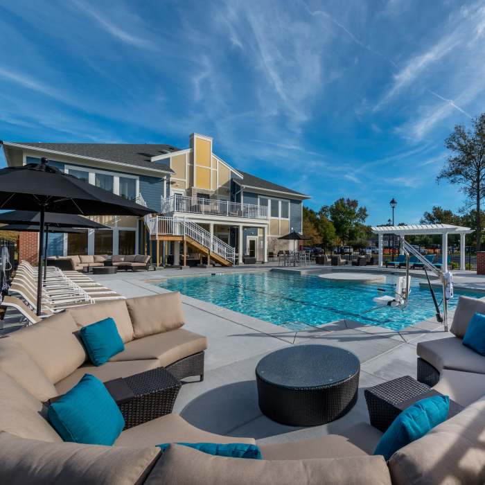 Refreshing salt water pool at The Amber at Greenbrier, Chesapeake, Virginia