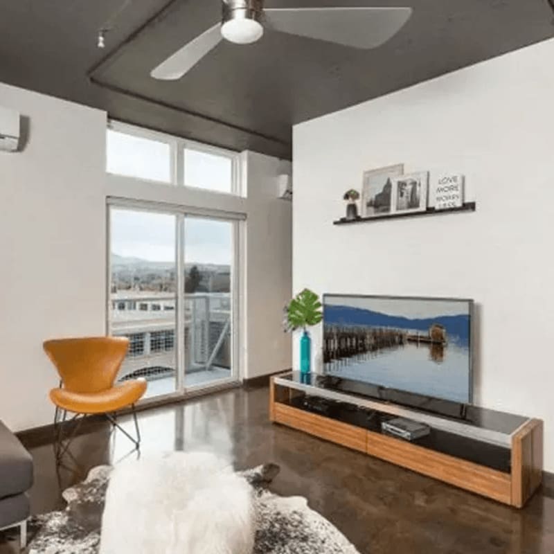 Furnished model living room at Argyle Apartments in Los Angeles, California