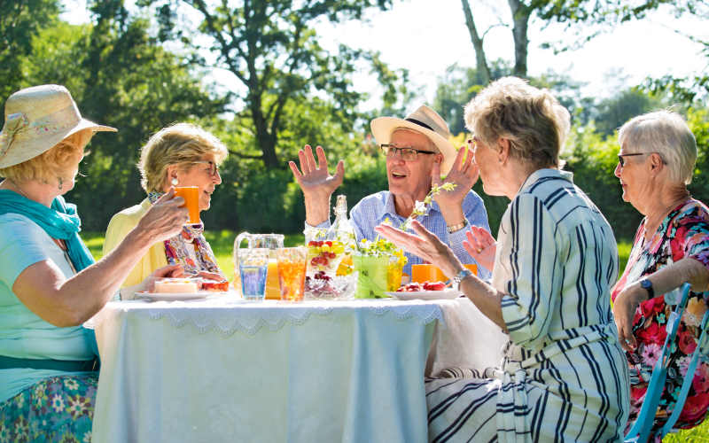 Residents socializing at Nouveau Marc in Kenner, Louisiana