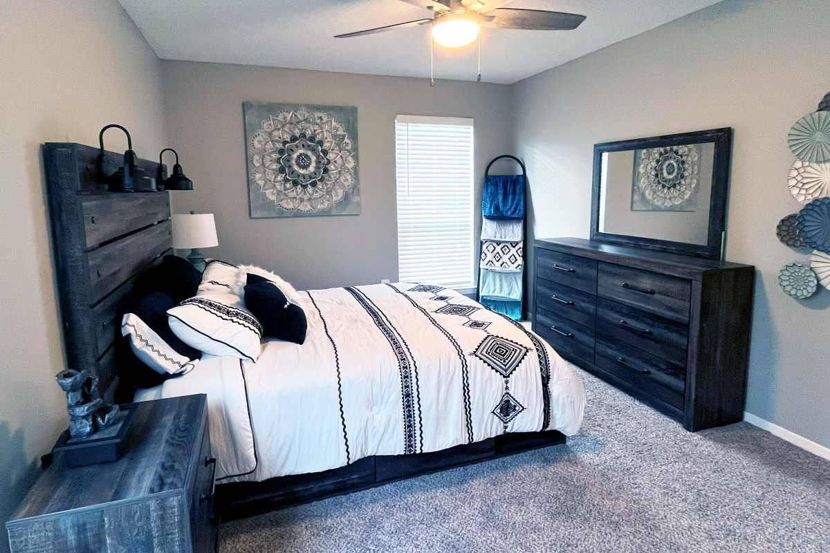 Model bedroom at Trinity Lakes in Cordova, Tennessee