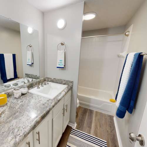 Beautiful bathroom with vanity at Thirty43 by the Greene in Kettering, Ohio