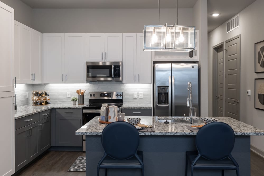 Kitchen in one of our model units at The Reserve at Watermere Woodland Lakes in Conroe, Texas