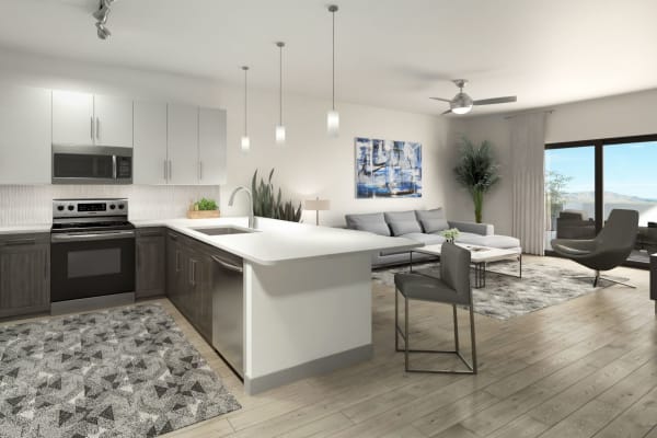 Clubhouse room with beautiful modern features at Aviva Goodyear in Goodyear, Arizona