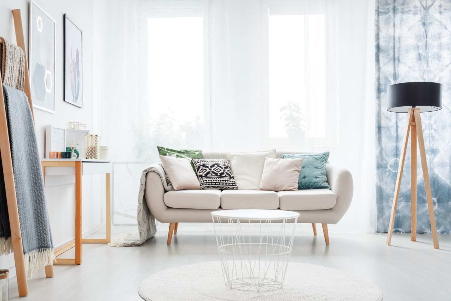 Modern living room with a neutral color palette at Crockett Manor Senior in Crockett, Texas