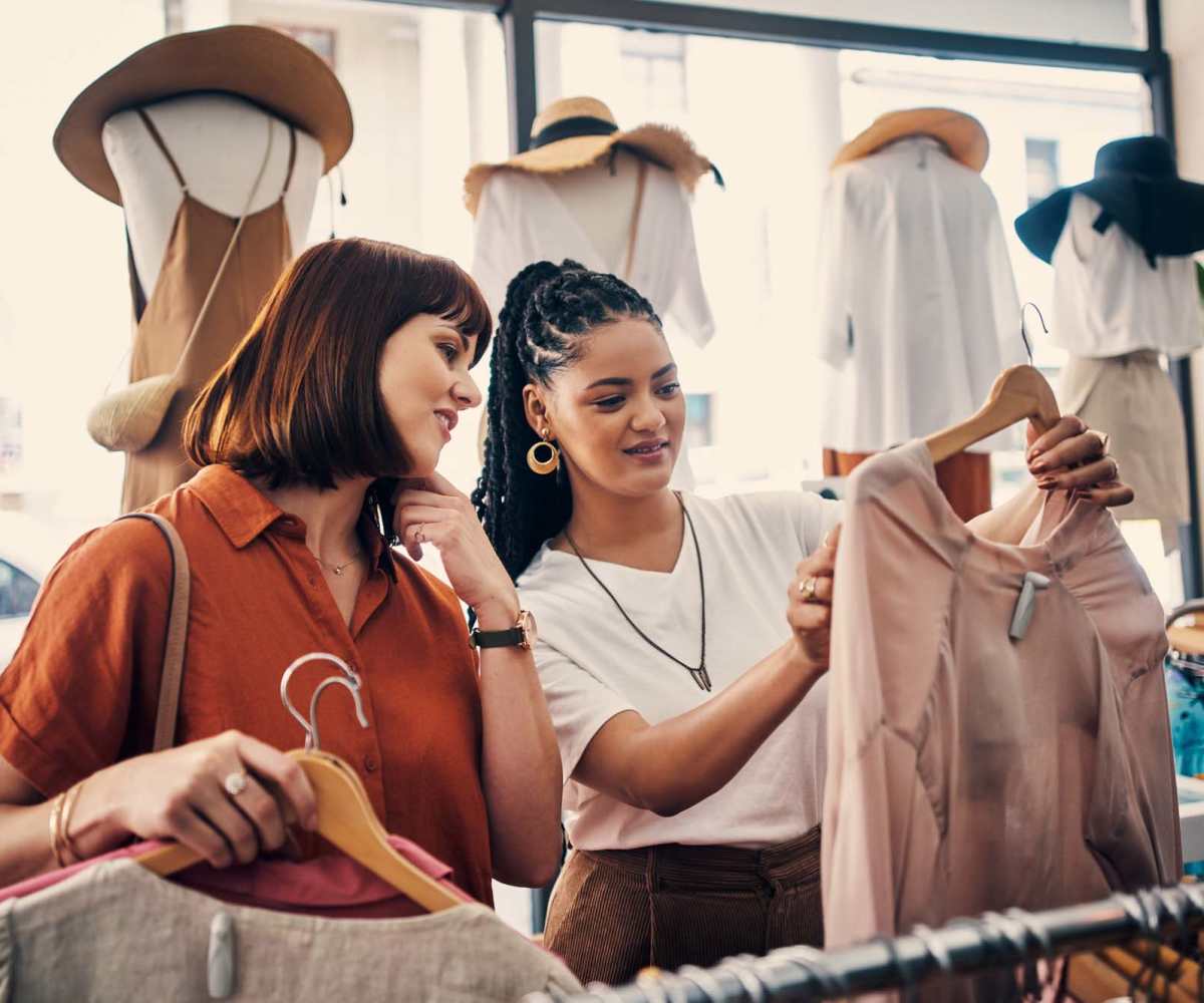 Residents shopping for clothes near Whispering Pines Ranch in The Woodlands, Texas