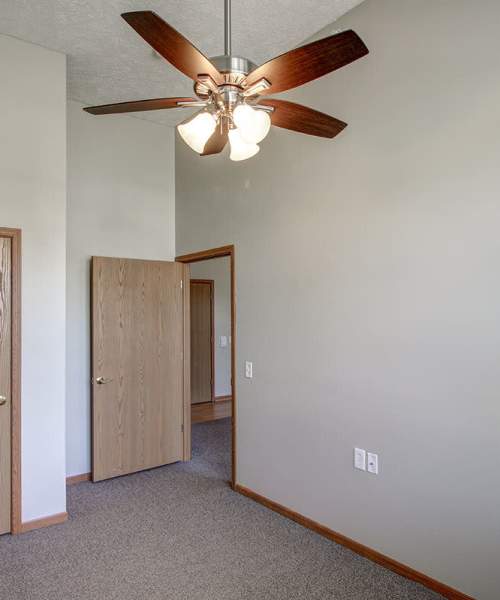 A ceiling fan in a bedroom at Sycamore House Senior Living in Durand, Michigan
