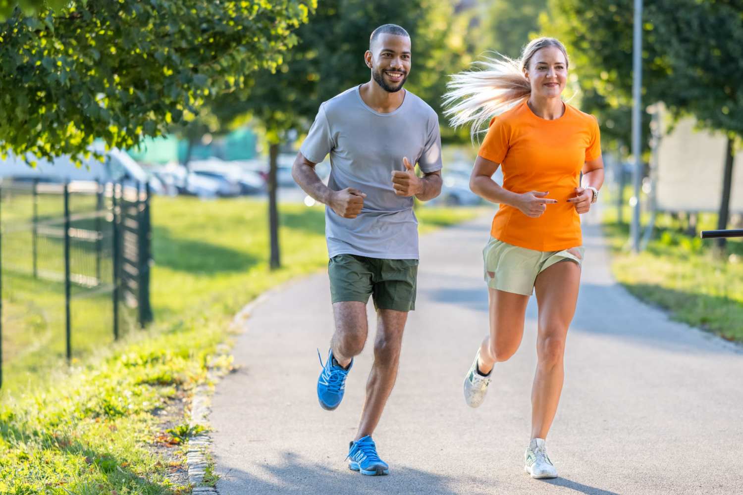 Residents going for a jog in a park near Maple Villas in Woodburn, Indiana