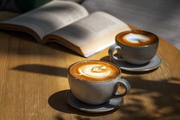 Coffee cups and book at Williston Pointe in Gainesville, Florida