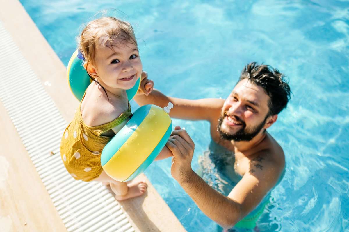 Resident in the swimming pool at Bolivar Homes in Cleveland, Mississippi