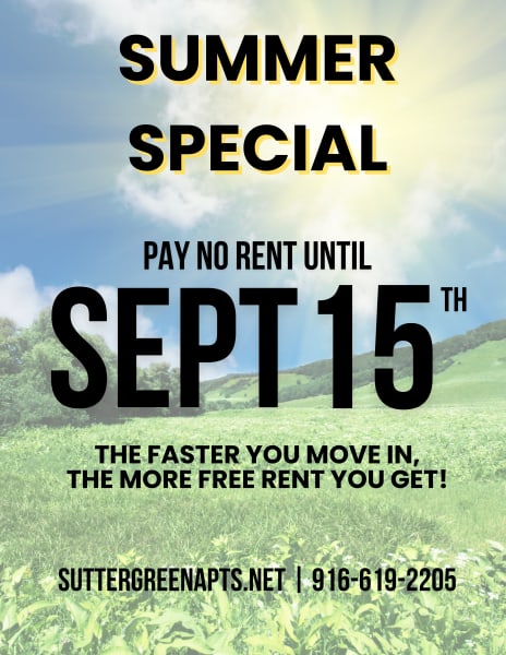 Website Specials at Sutter Green Apartments in Sacramento, California