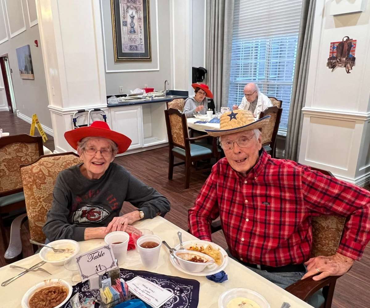 Resident with caretaker at Town Village in Oklahoma City, Oklahoma