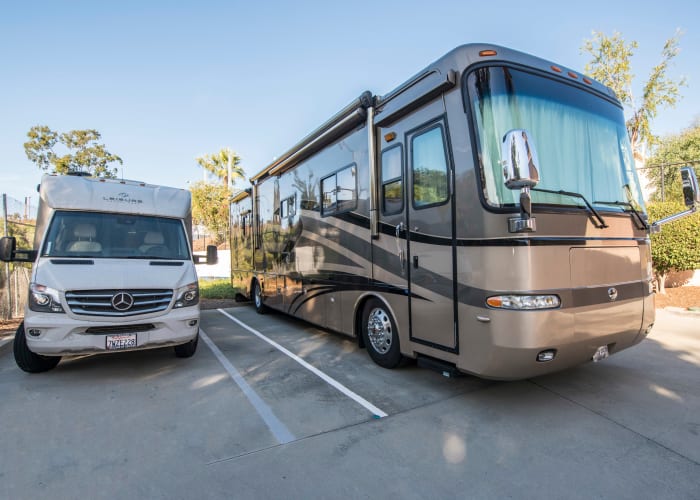 RVs stored at National/54 Self Storage in National City, California