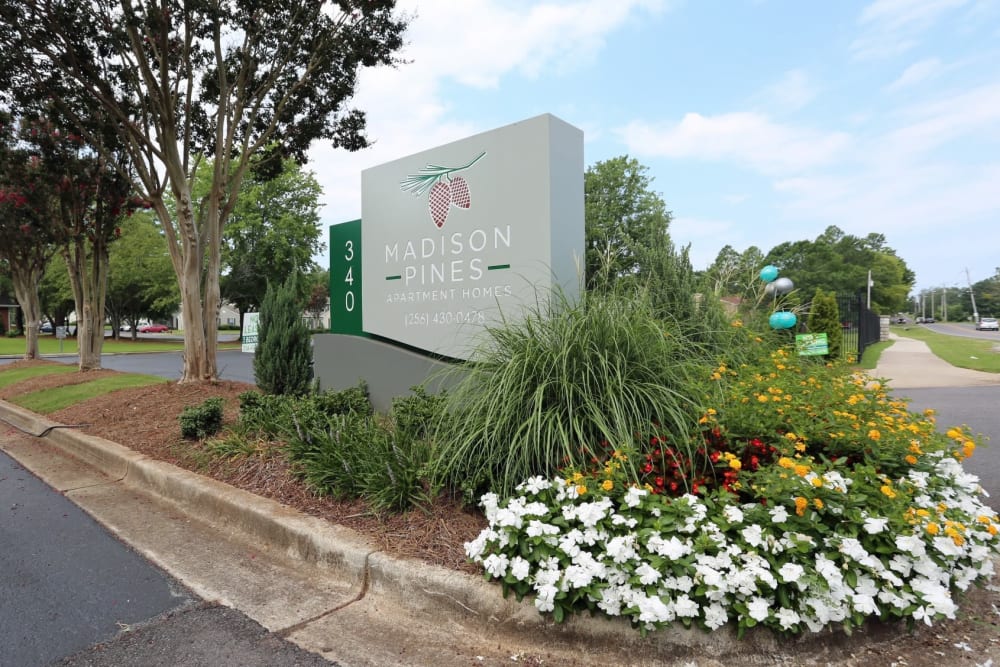 Entrance to the location at Madison Pines Apartment Homes in Madison, Alabama