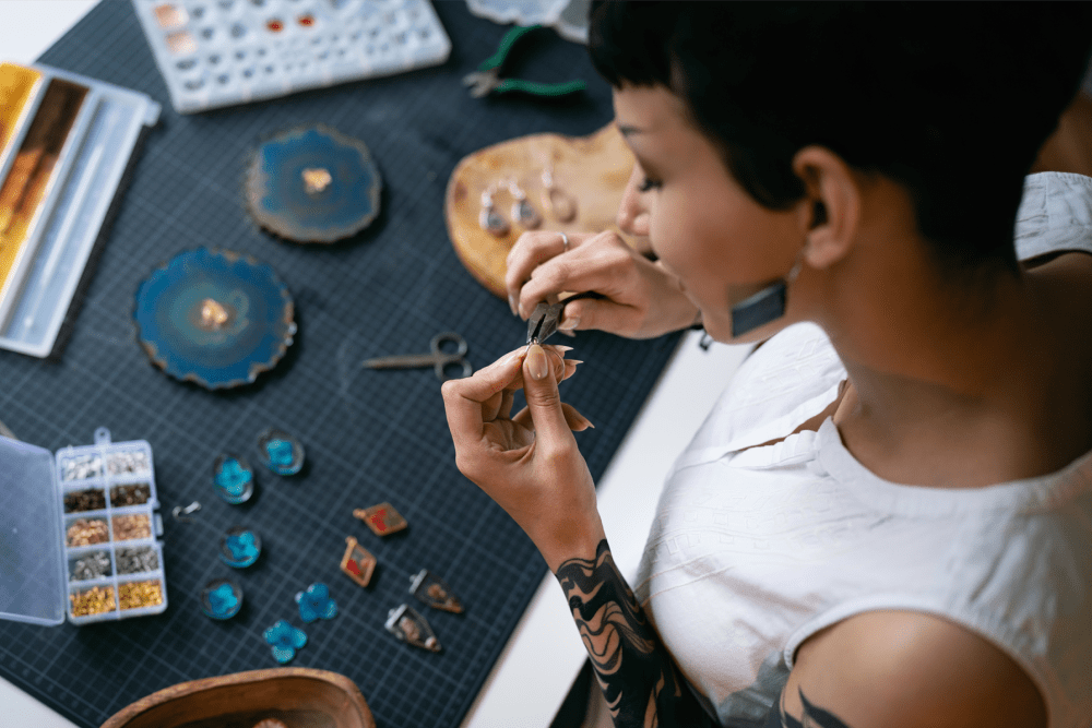 Woman making jewelry at Urban WORKlofts in Seattle, Washington