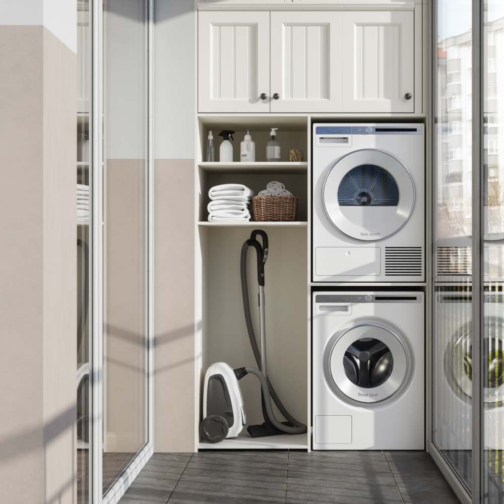 Stackable washer and dryer at Astraea at Loretto Heights in Denver, Colorado