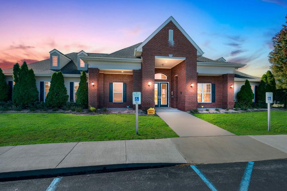Beautiful exterior of the property shot during the dawn at The Reserve at Norton Shores in Norton Shores, Michigan