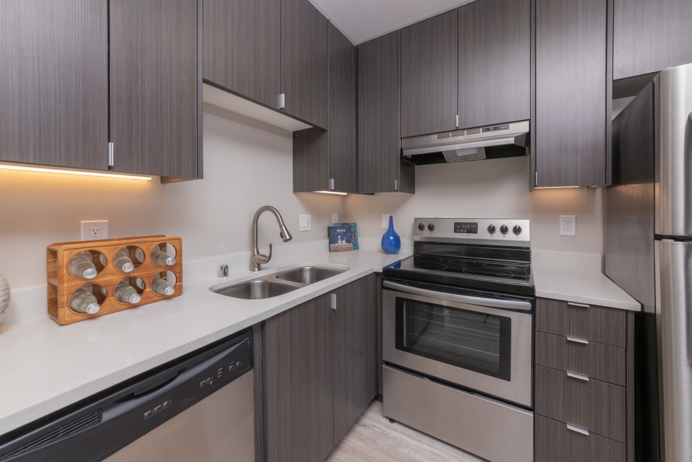 Luxury apartments with stainless-steel appliances at Mia