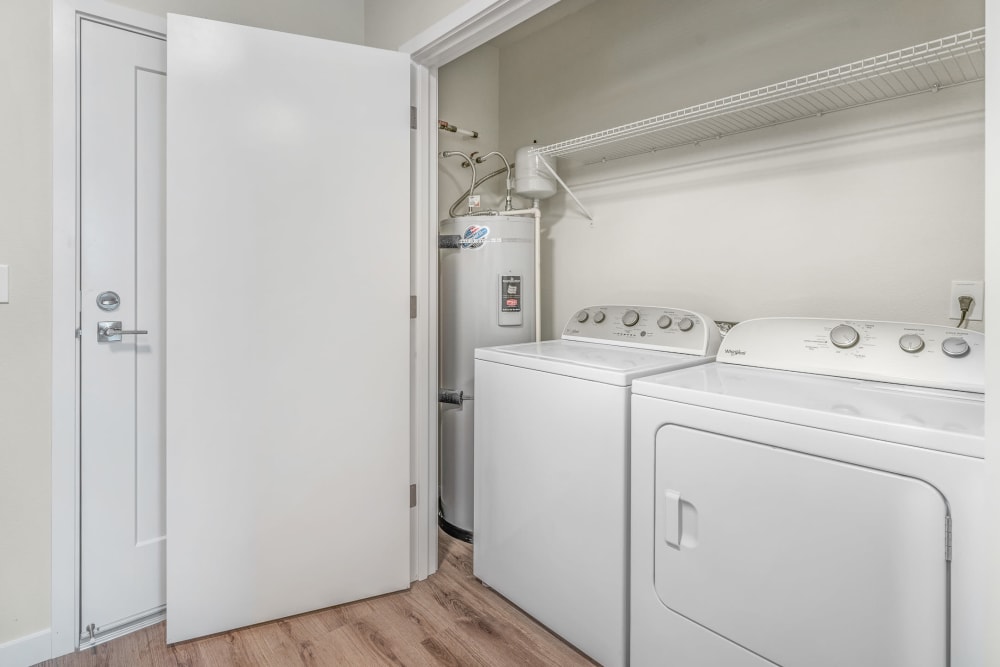 Convenient, full size washers and dryers in home at Marquam Heights in Portland, Oregon