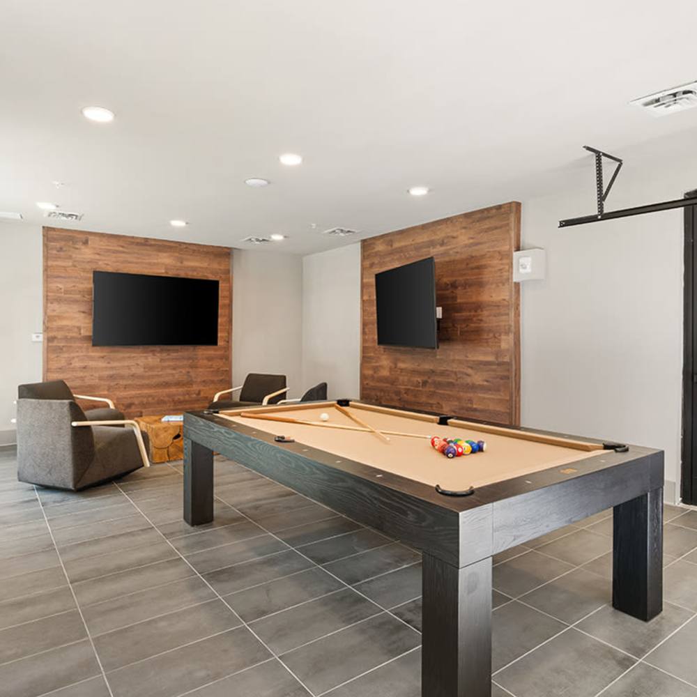 Pool table and game lounge at {location_name}} in Savannah, Georgia