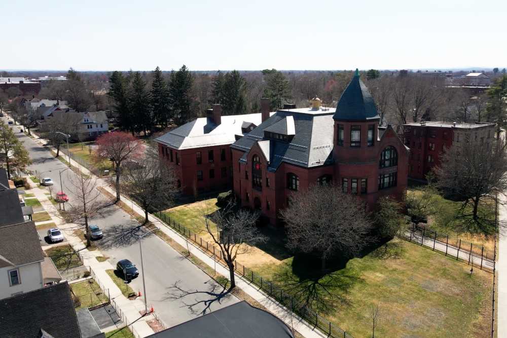 Aerial image of the building exterior at Bh Tapley Court in Springfield, Massachusetts