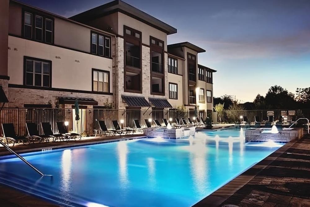 Beach-style pool access at Twin Creeks Crossing in Allen, Texas