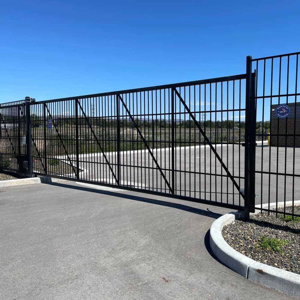 The secure front gate at STOR-N-LOCK Self Storage in Boise, Idaho