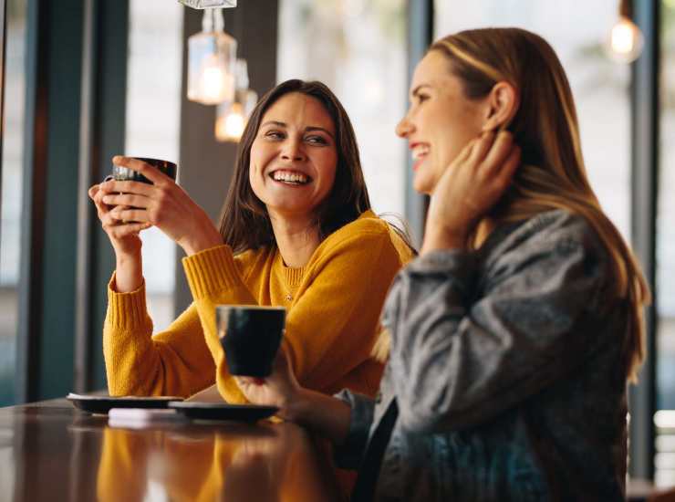 Residents out for coffee and breakfast in the neighborhood near Meadowview Apartments in Anoka, Minnesota
