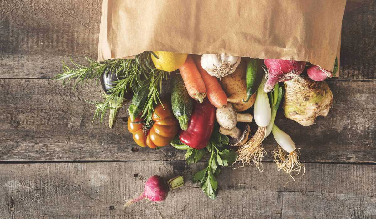 Bag of vegetables near Crossroads Meadow in Ebensburg, Pennsylvania