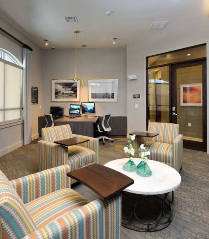 Resident work lounge at Harmony Park in Spring, Texas