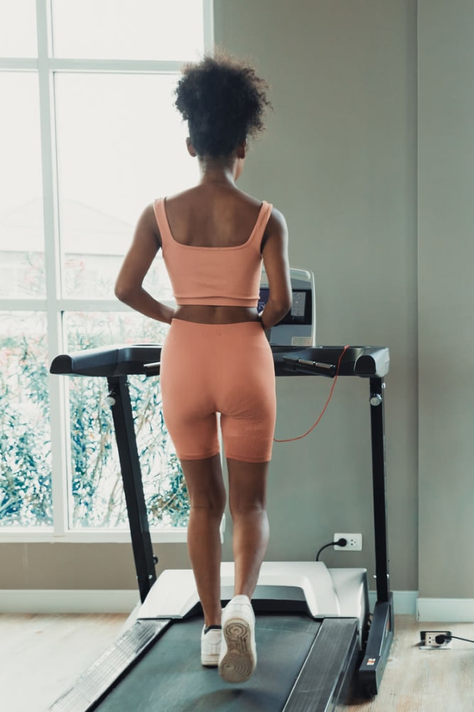 Resident on a treadmill at 3Fifty8 in Lexington, Kentucky