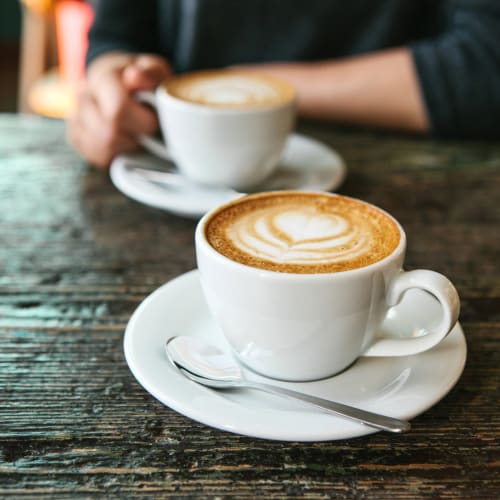 Cappuccinos at a cafe near Kestrel Park in Vancouver, Washington