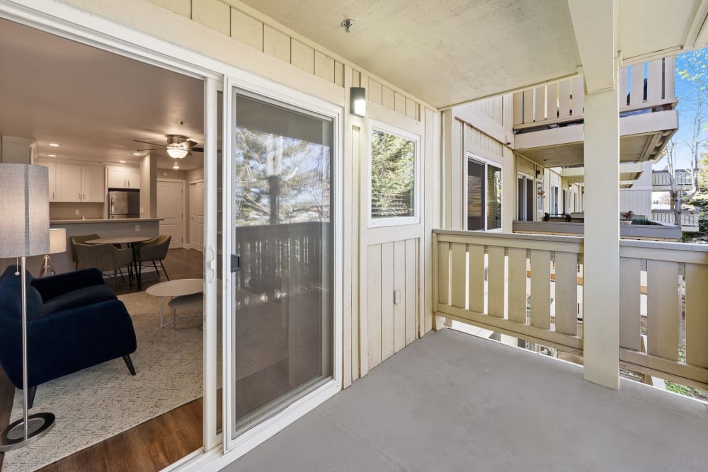 Apartment balcony at Summerhill Terrace Apartment Homes in San Leandro, California