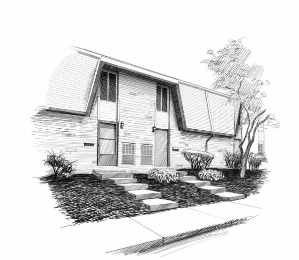 Sketch illustration of Heatherwood Terrace in Mansfield, Ohio
