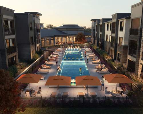 Resort-style pool at Cavalry at Liberty Hill in Georgetown, Texas, 