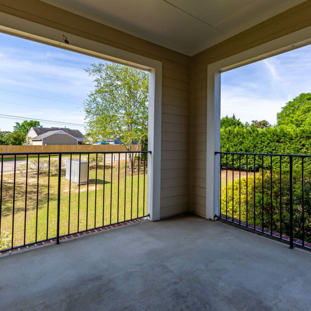 Patio at Amelia Apartments in Fayetteville, North Carolina
