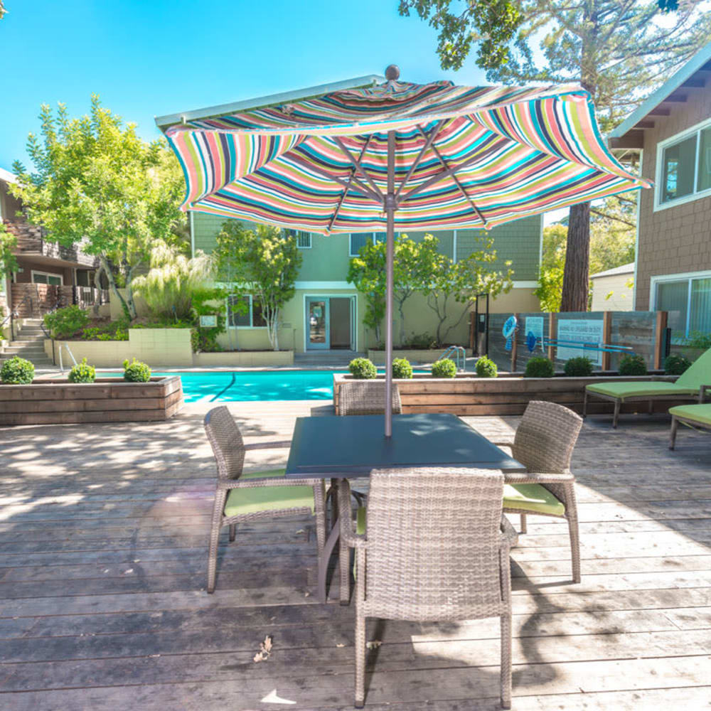 Deck and pool at Lafayette Oaks in Lafayette, California