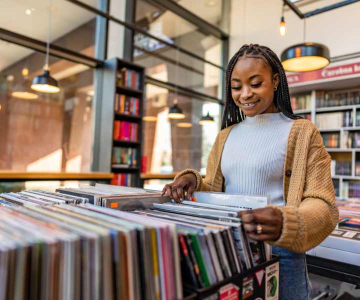 Residents searching a book in the store near Devonwood Apartments in Fayetteville, North Carolina