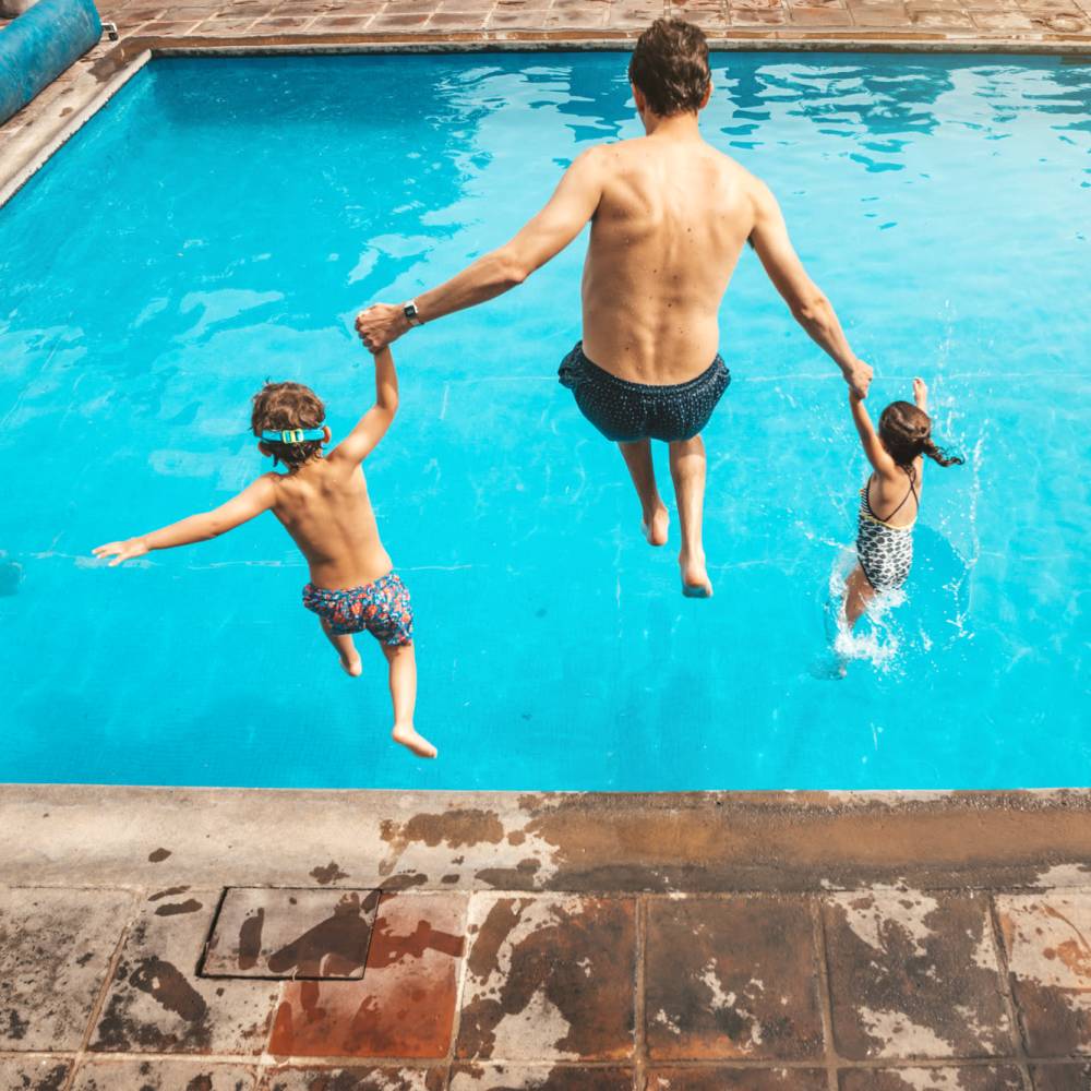 Shimmering swimming pool at Green Oaks Apartments in Houston, Texas