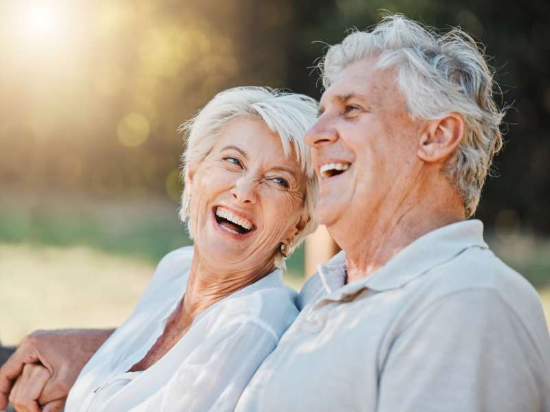 Happy resident couple at Clark Terrace in Baldwin Park, California