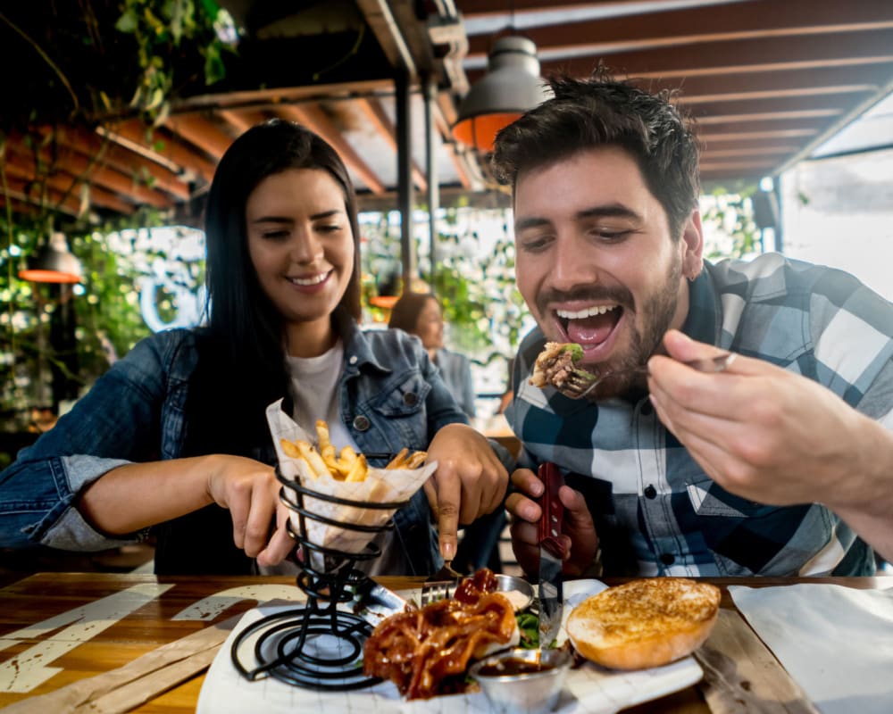 Residents eating near River Place in Lakeside, California